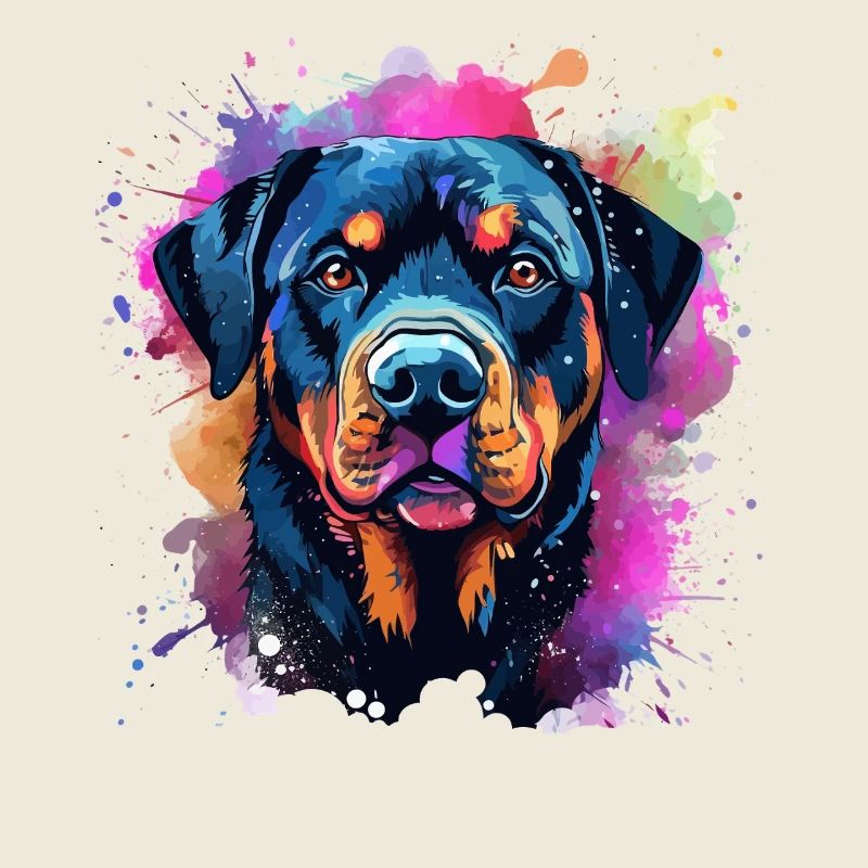 Éclaboussure vibrante de portrait de Rottie