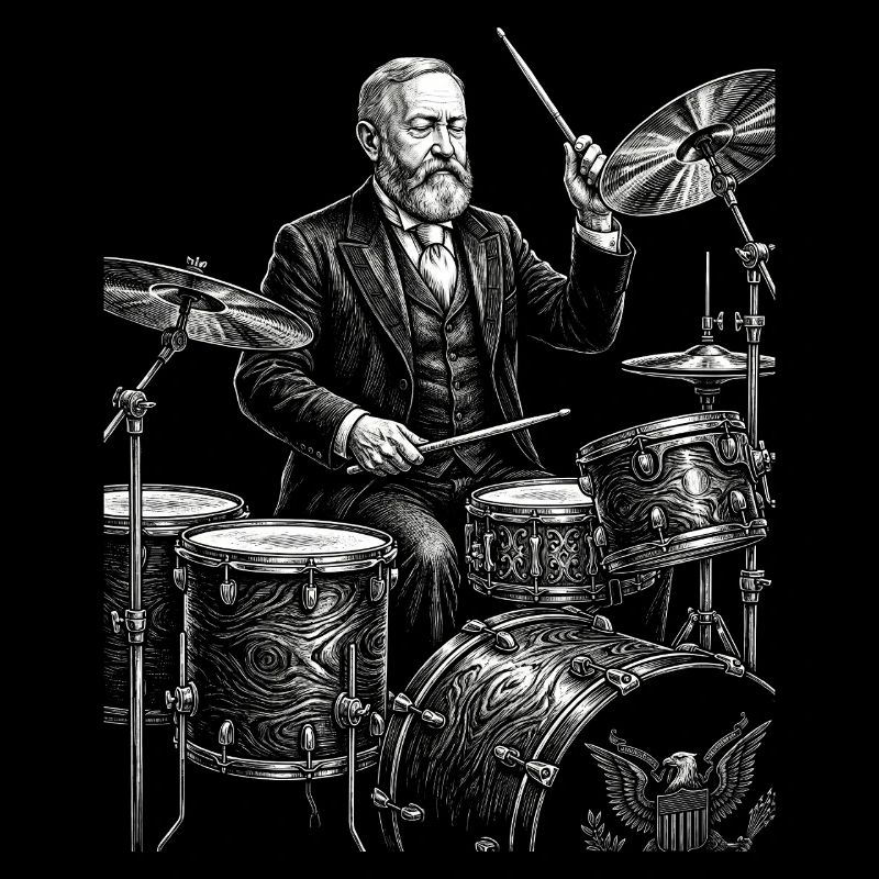 Benjamin Harrison joue de la batterie