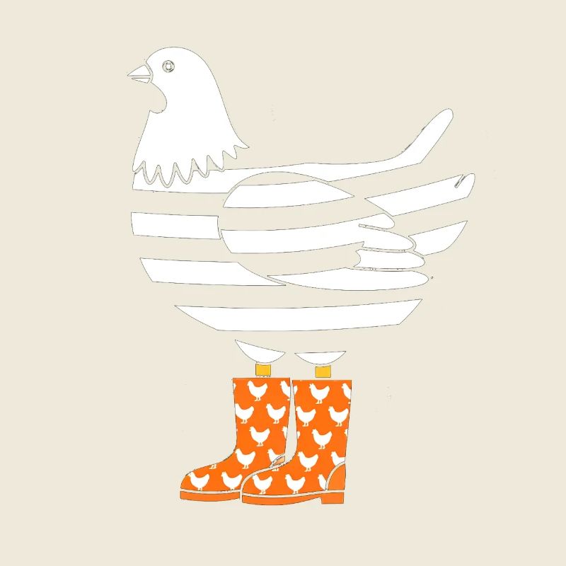Poulet rayé en bottes orange