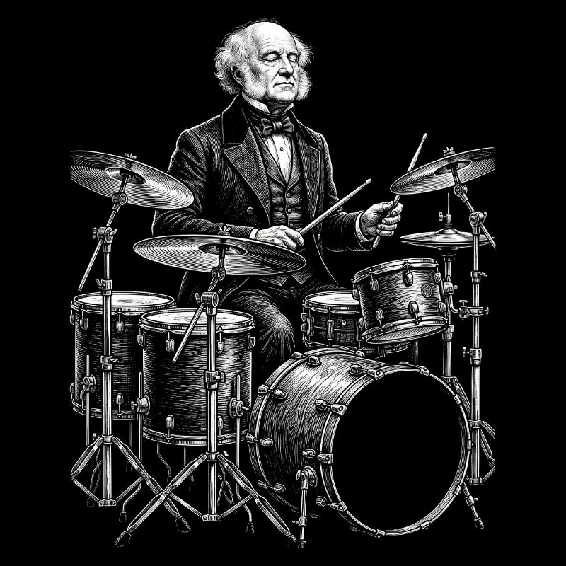 Martin Van Buren plays drums
