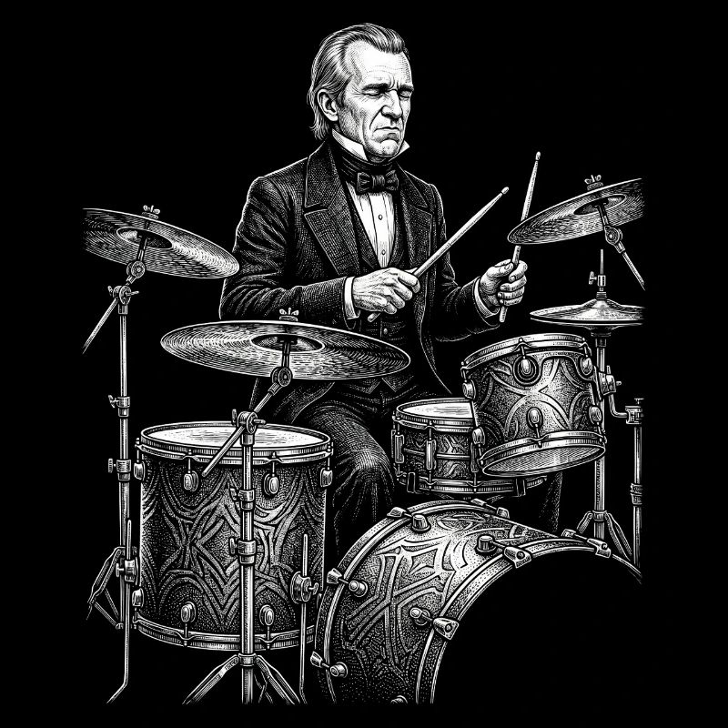 James K. Polk plays drums