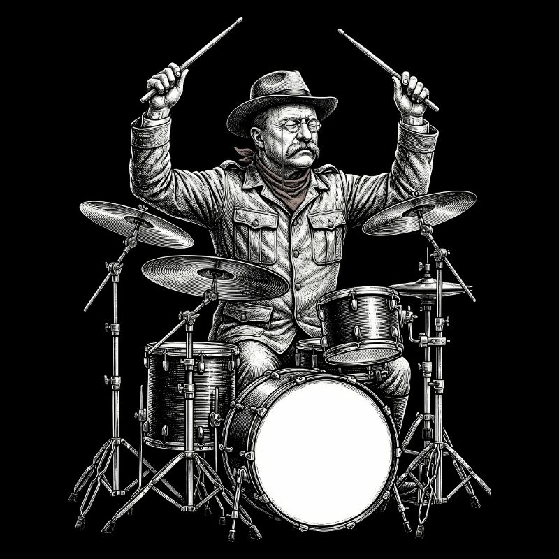 Theodore Roosevelt plays drums