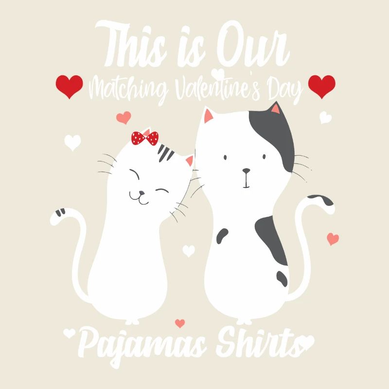 T-shirts de pyjama du couple de chats de la Saint-Valentin
