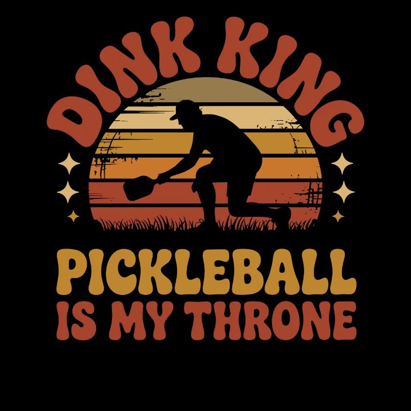 Retro Dink King Pickleball Player Vintage Sunset