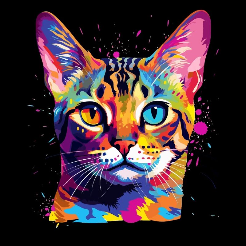 Bunte Bengal-Katzengesicht-Splash-Art