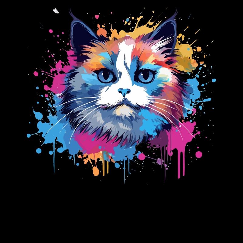 Art coloré éclaboussé de visage de chat Birman