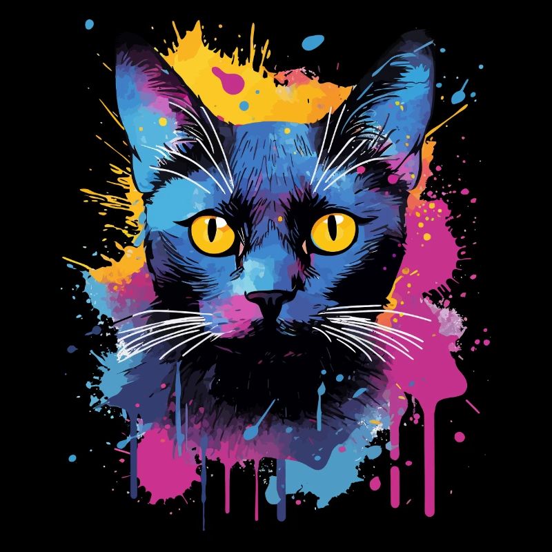 Splash Art Bombay Katzengesicht Bunt