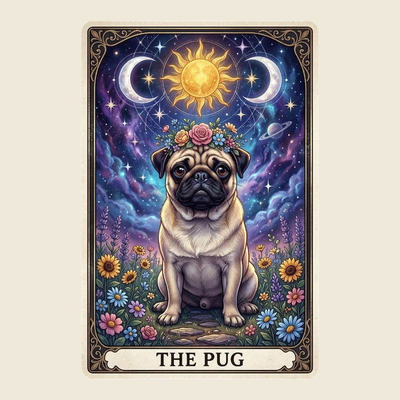 Sonnenmond Mops Tarot Illustration