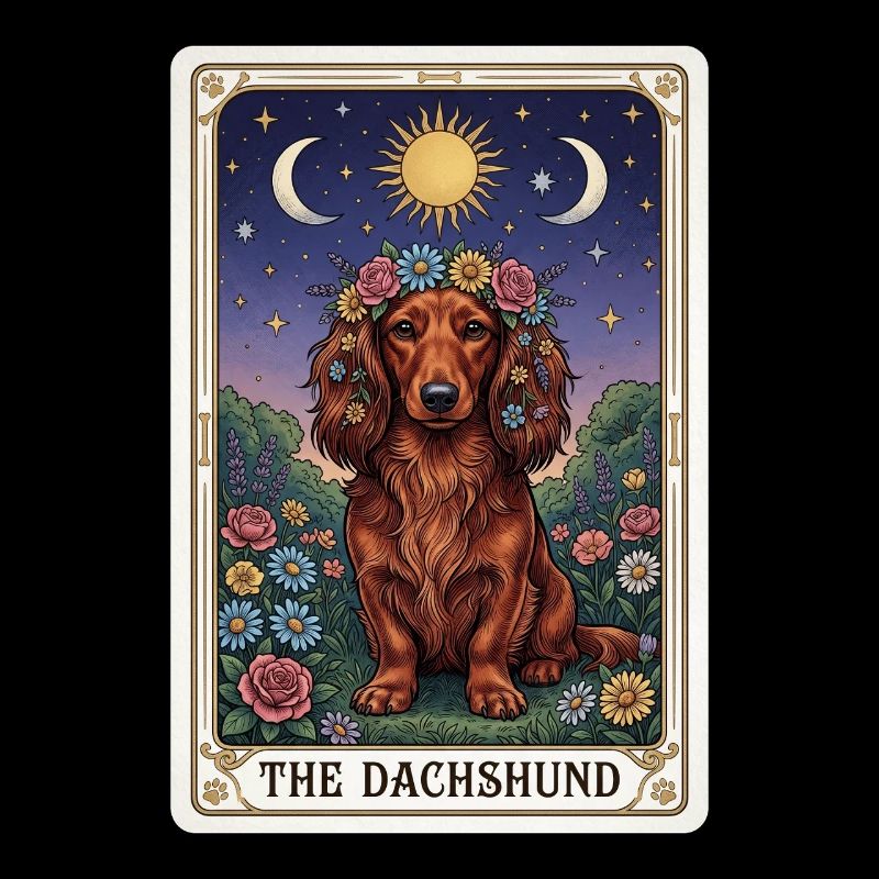 Dackel Tarotblumen Mondschein