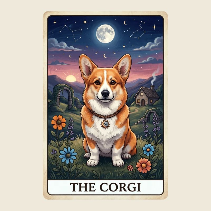 Corgi moonlight in the starry sky