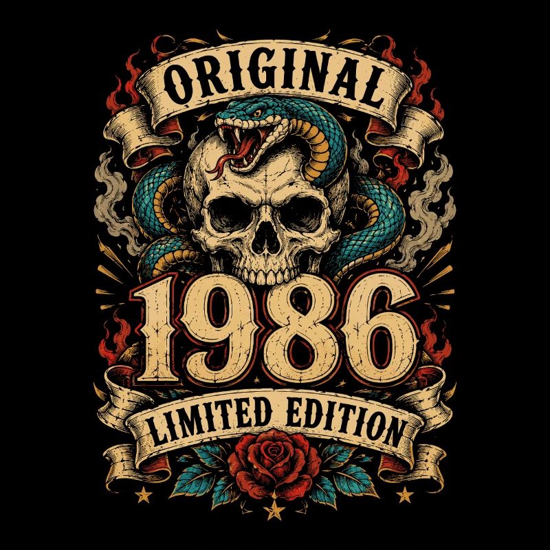 Crâne original de 1986 avec serpent
