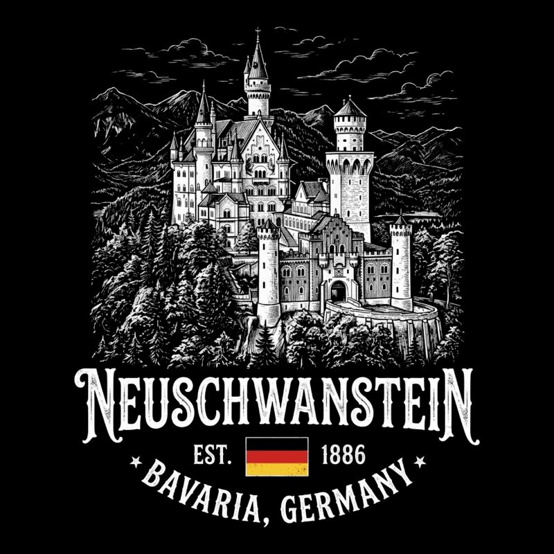 Neuschwanstein Schloss Silhouette Reise Geschenk