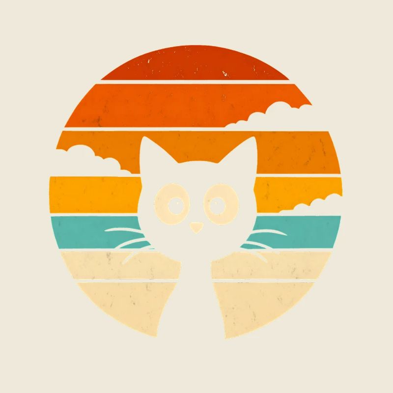 Chat Noir Rétro Sunset