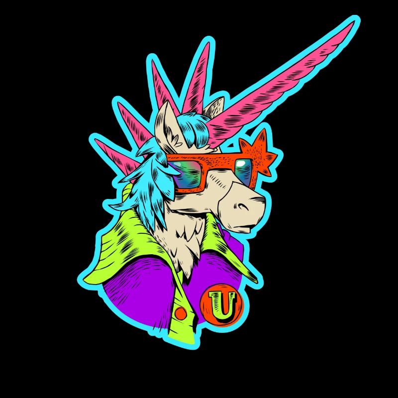 Neon-Einhorn Retro-Rocker