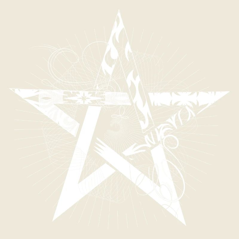 white pentagram with rays