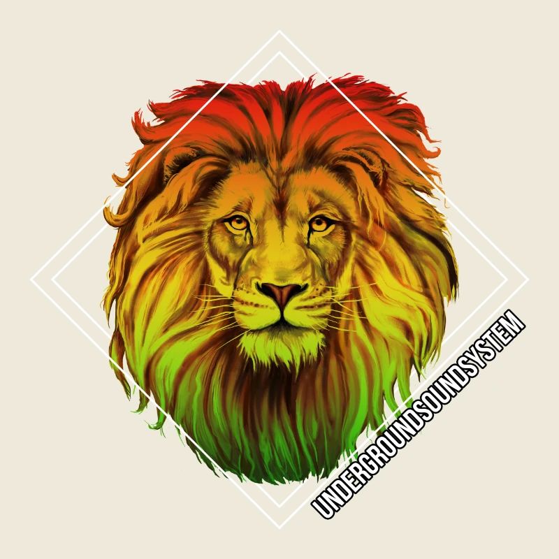 Rainbow lion in square frame