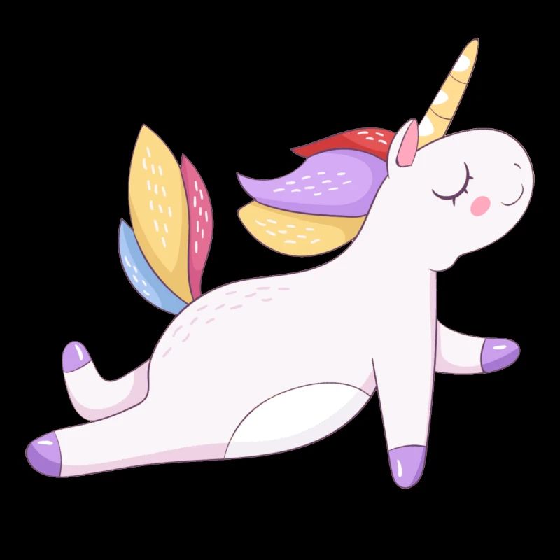 Buntes Einhorn sitzend, Pastellmuster