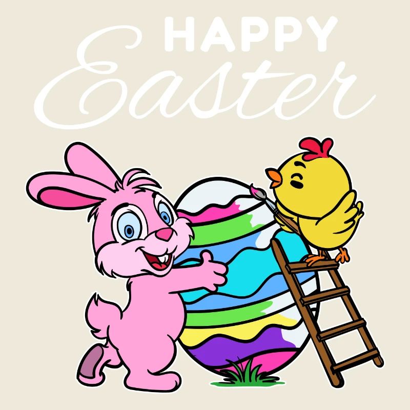 Happy easter bunny easter bunny chick hen egg