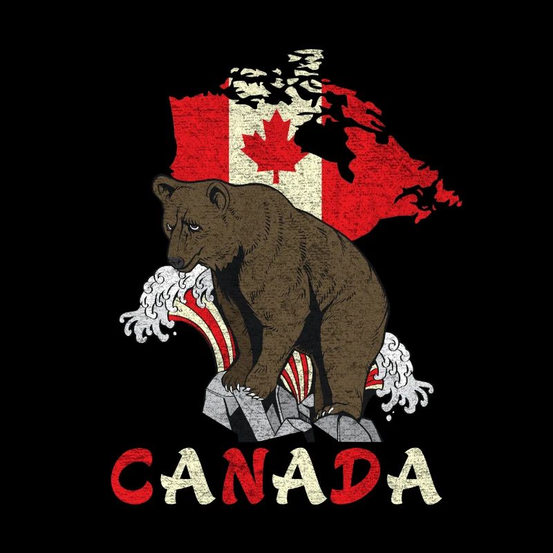 Canada bear design with map and flag