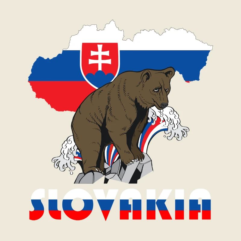 Slovenia bear design with map and flag