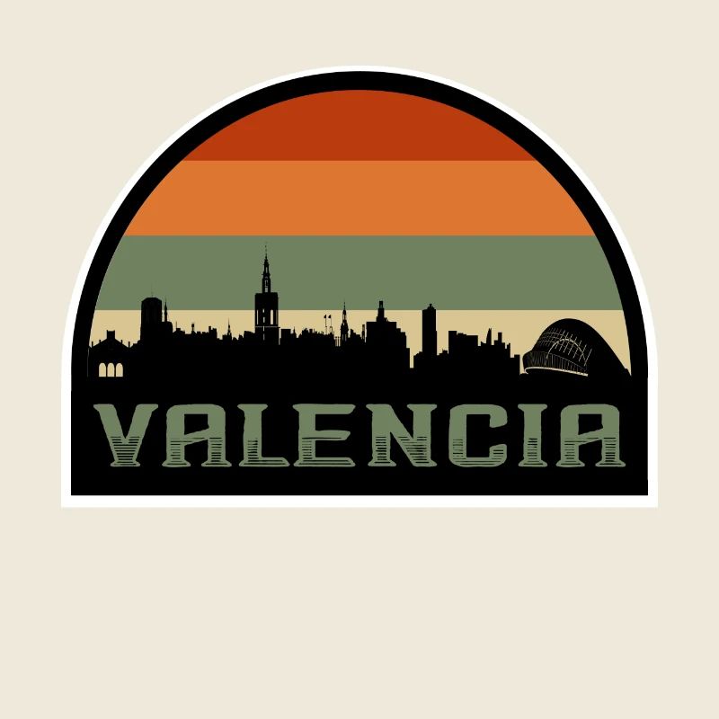 Valence Espagne Skyline Silhouette Drapeau Espagnol