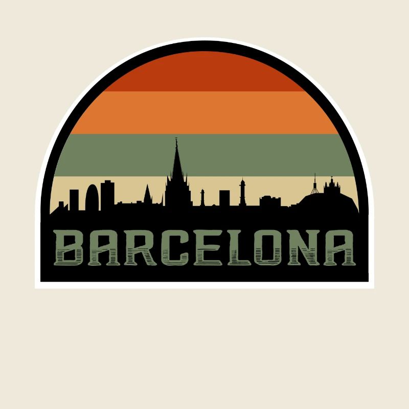 Barcelone Espagne Skyline Silhouette Drapeau Espagnol