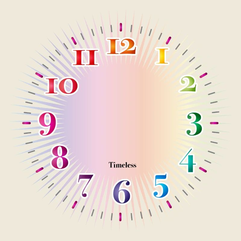 Dial with colorful numerals without clock hands