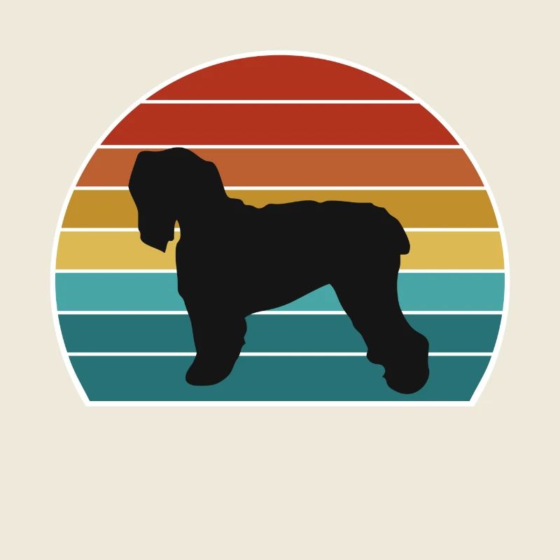Schwarzer Russischer Terrier Hund Silhouette Vintage Sunse