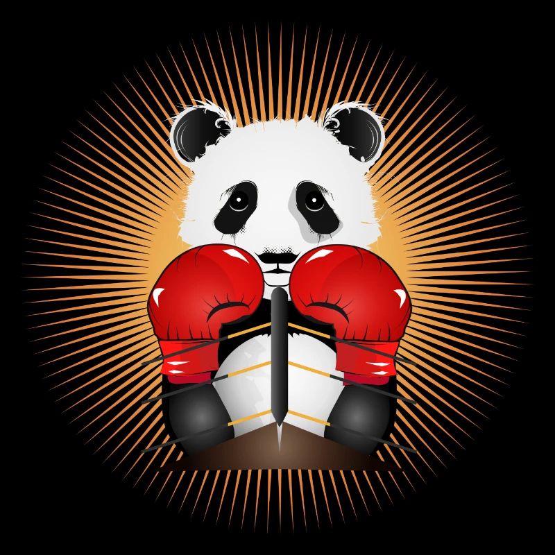 Panda als strahlender Boxer Held im Boxring