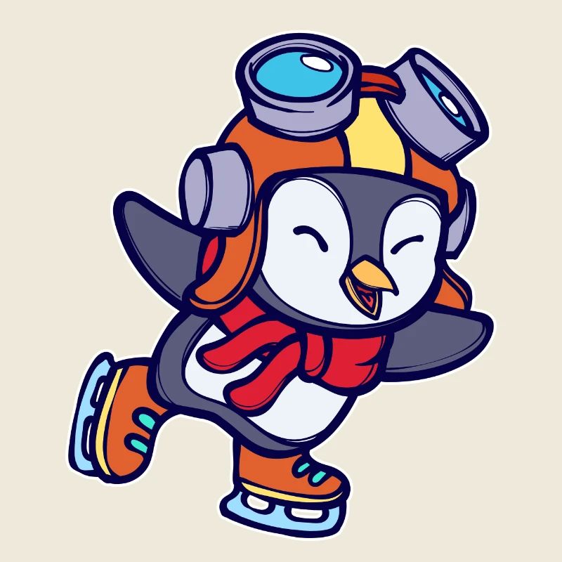 Kalt Cool Süß Vogel Pinguin Tier Eislaufen Eis