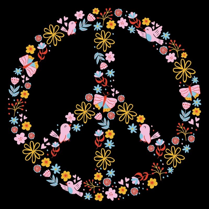 Floral Peace Peace Sign Pattern