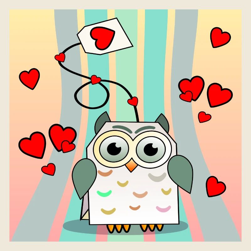 Valentinstag Tiere - Teebeutel Eulen