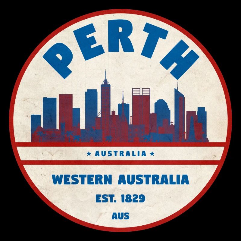 Perth Skyline Retro AU
