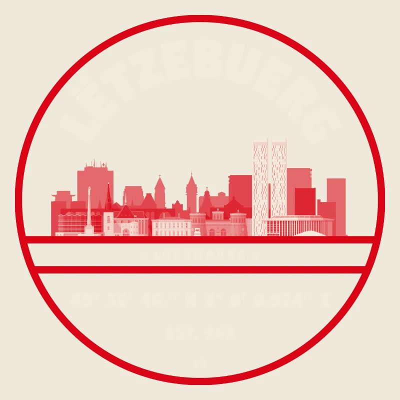 Luxembourg skyline emblem with coordinates