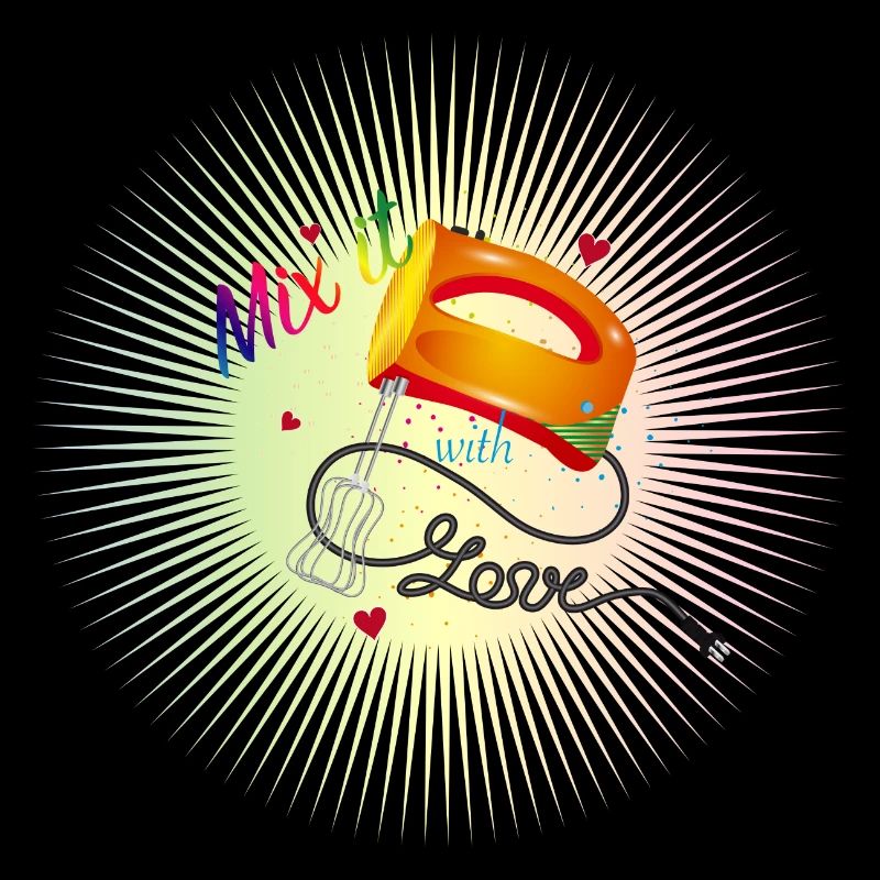 colorful hand mixer with cool saying