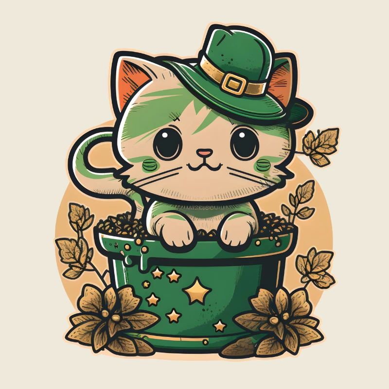 Katze im Blumentopf St. Patrick s Day