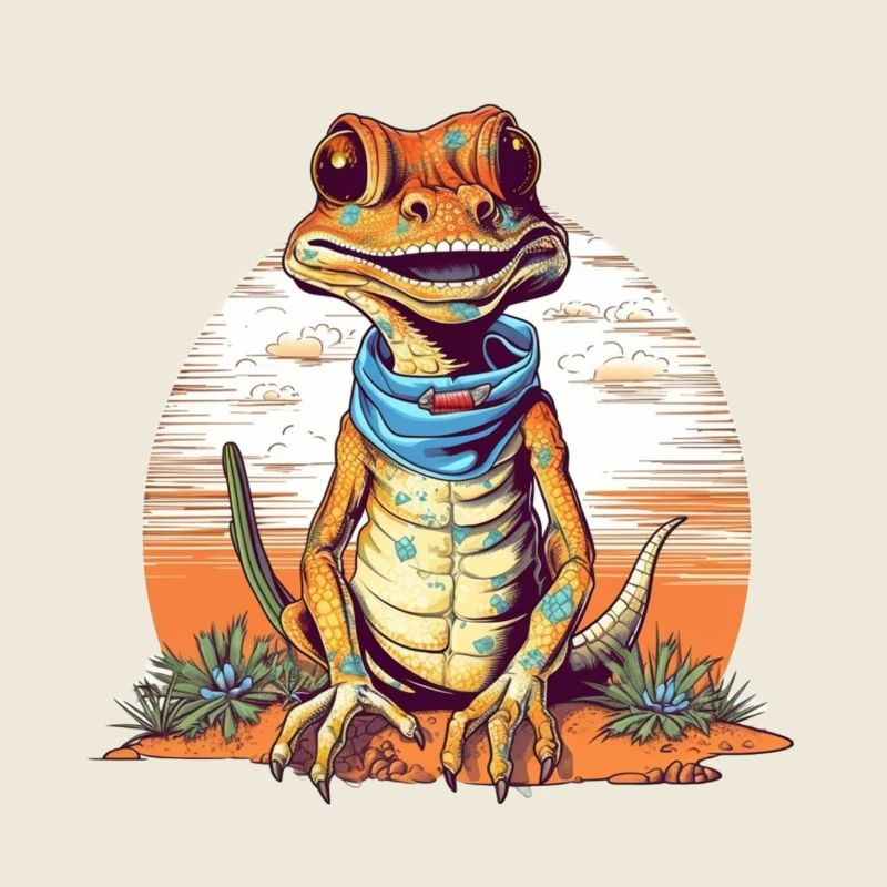 Mythical Creature Gecko with Necker Scarf