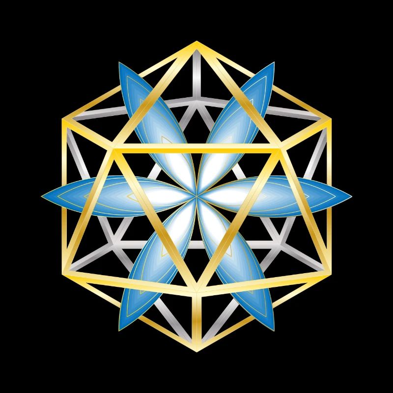 Geometrisches Mandala Design Blau Gold