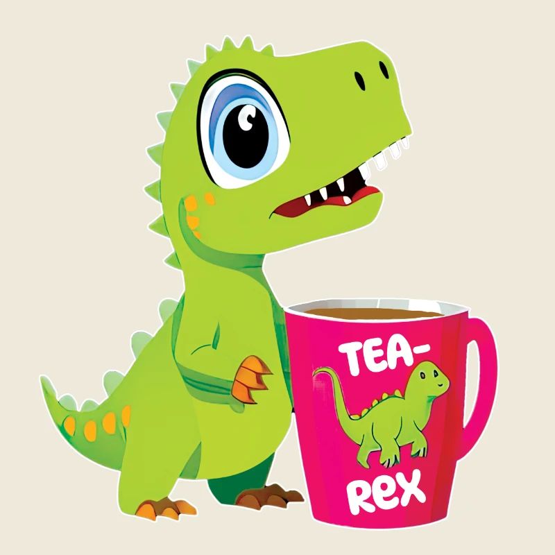 Tearex lustiger T-Rex mit Kaffetasse