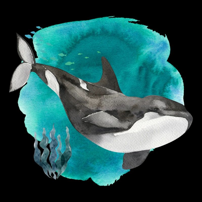Aquarelle d’orque – Impression d’art Deep Ocean
