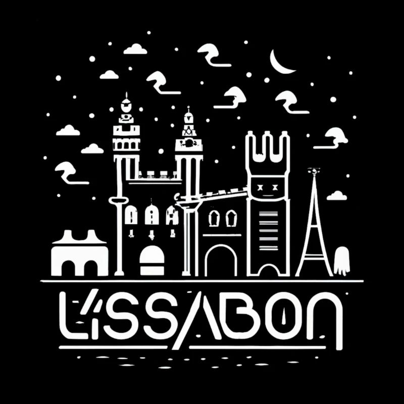 Lisbon Skyline Line Art