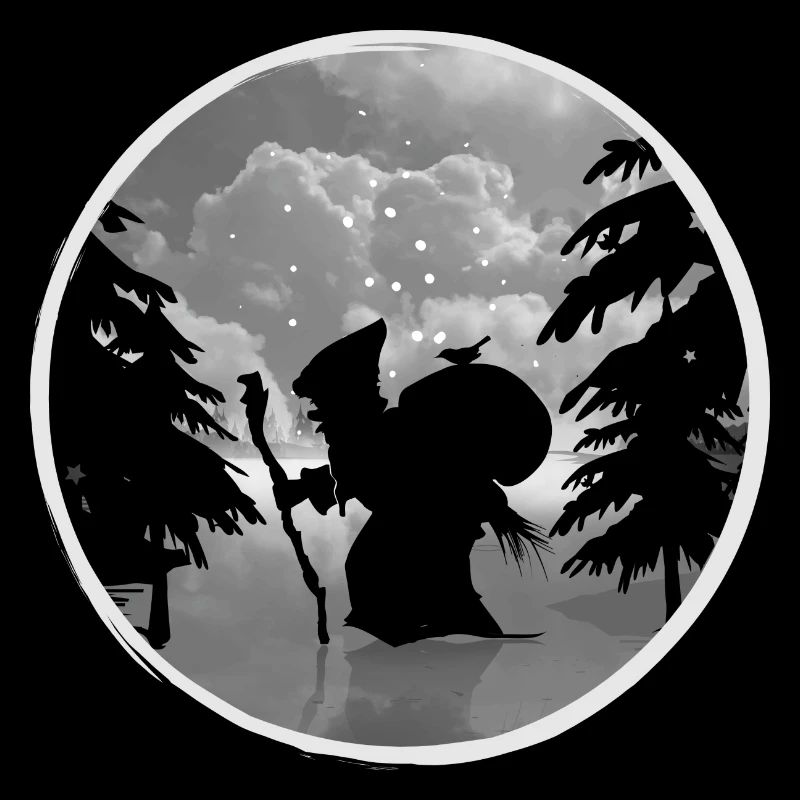 Knecht Ruprecht im Scherenschnitt Stil Weihnachten