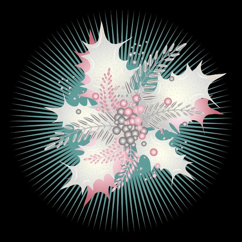 Holly branch in white, silver, green and dusky pink