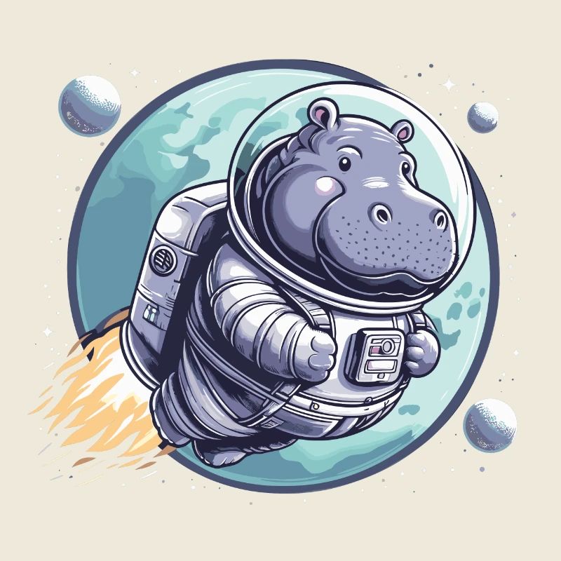 Weltraumastronaut Nilpferd