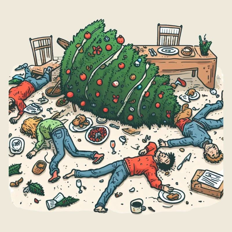 Exuberant Christmas tree party