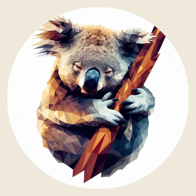 Koala in Polygon Kunst am Ast