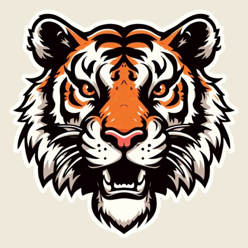 Tête de tigre dans un style comique