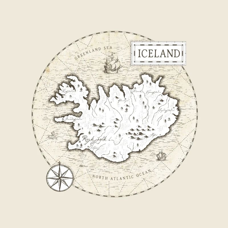 Carte Vintage de l’Islande