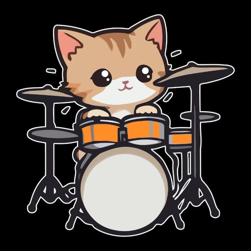 Drums, Cat, Musician, Drummer