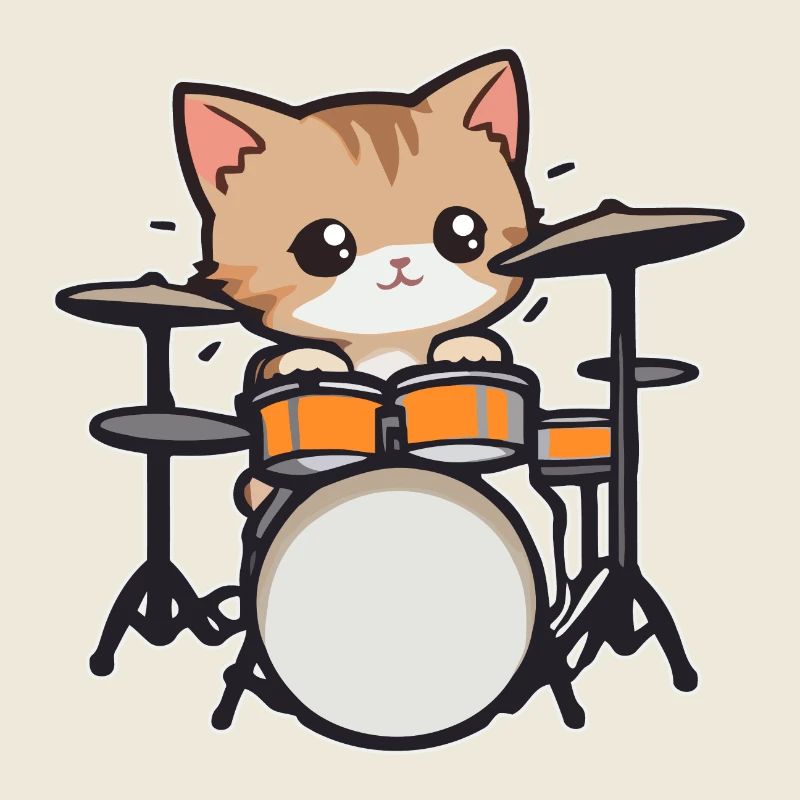 Drums, Cat, Musician, Drummer